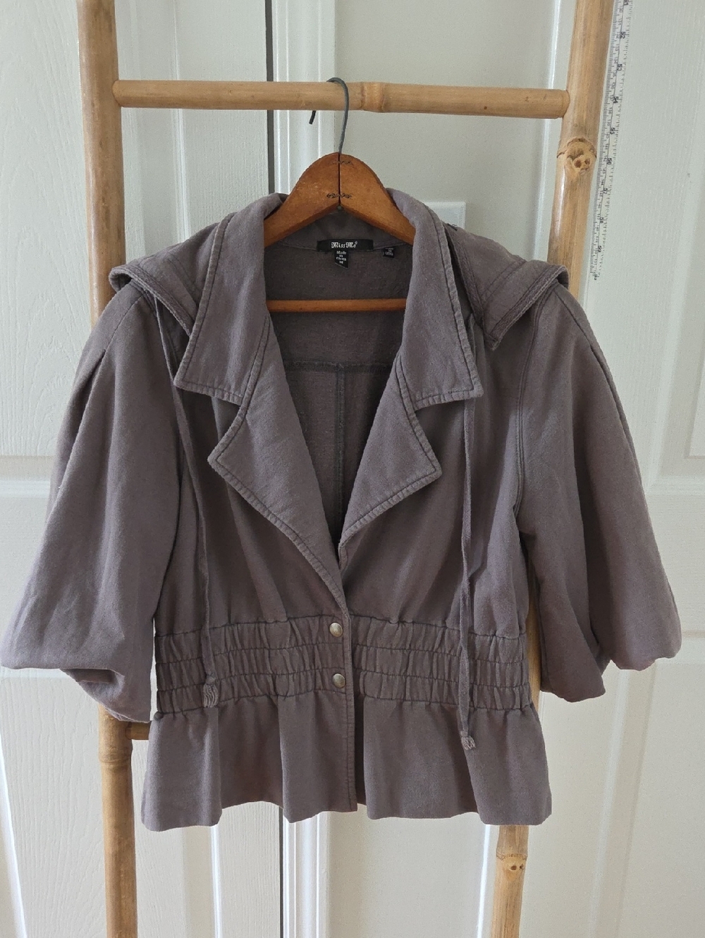 Miss Me Cropped Cotton Utility Jacket in Gray Medium